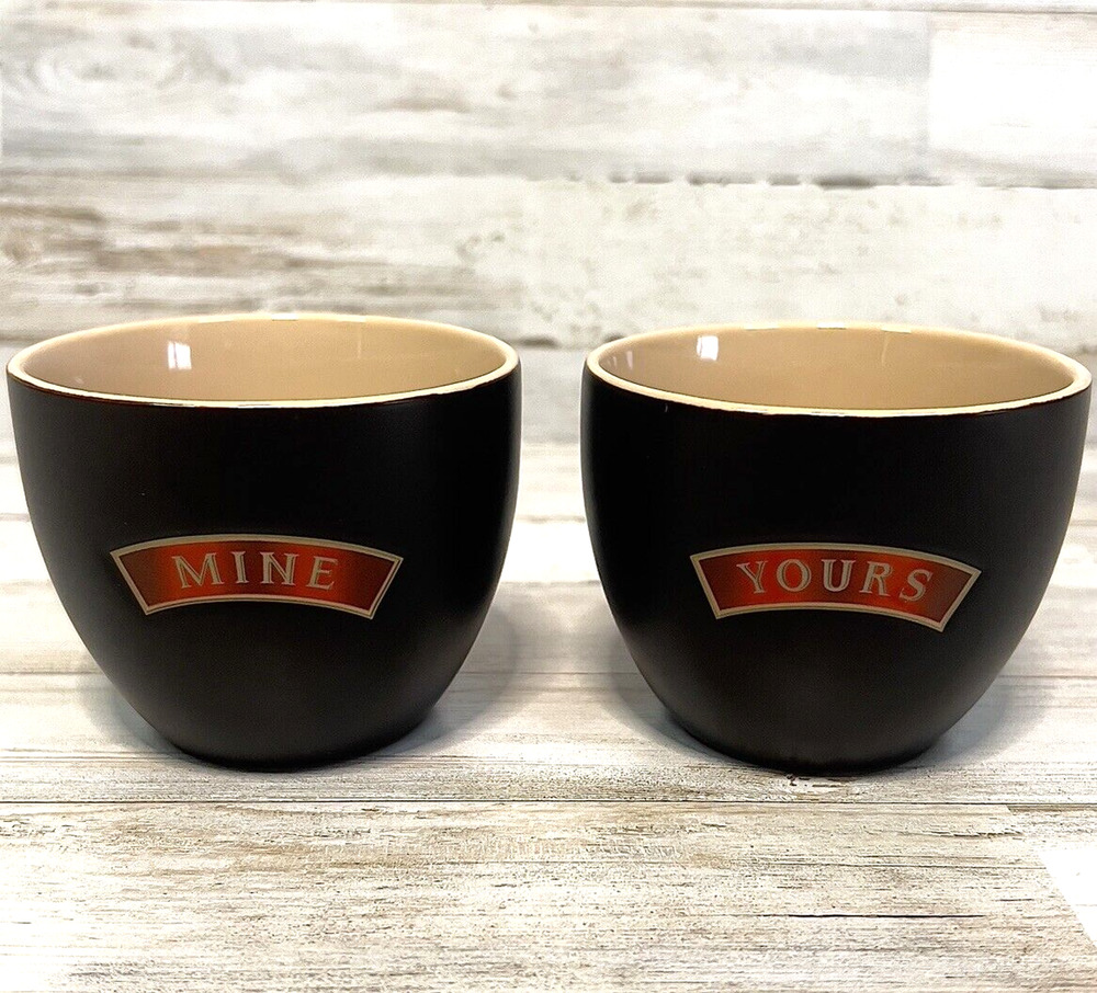 Baileys Irish Cream Yours & Mine Cups Set of 2 Black Tan Barware Collectible